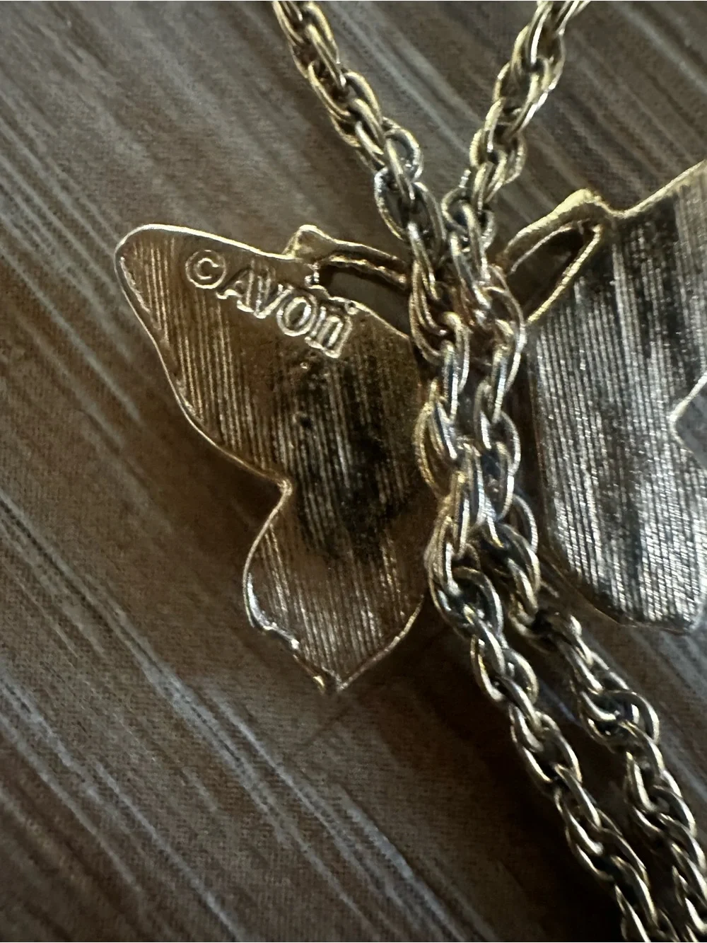 Avon Two Tone Butterfly Necklace Signed